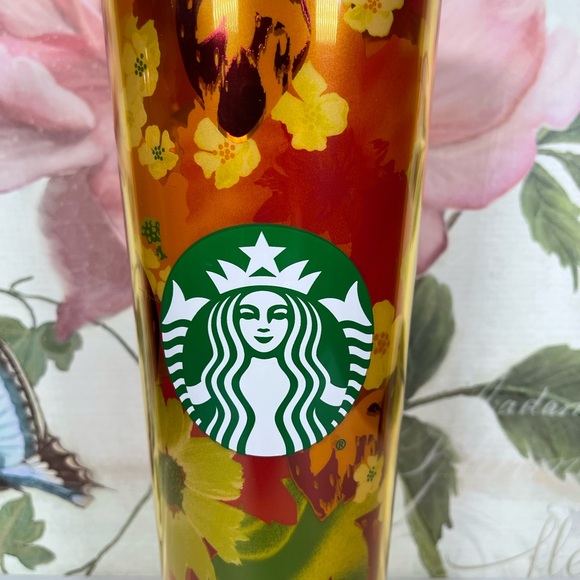 New Starbucks 2022 Strawberry Fields Orange Floral Pink Seed Printed Lid… - Picture 3 of 5